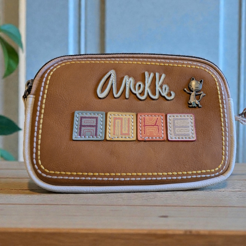 Anekke Brown and Cream Cosmetic Toiletries Bag